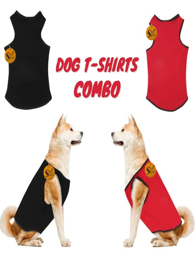 Sage Square Comfort Cotton Dog T-Shirt (Pack of 2), Sleeveless Vest for Dog Clothes, Puppy Tank Top Fashion Apparel (Black+Red) (XLarge) (24inche) - Image 4